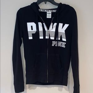 Pink Victoria’s Secret Black Zip Up